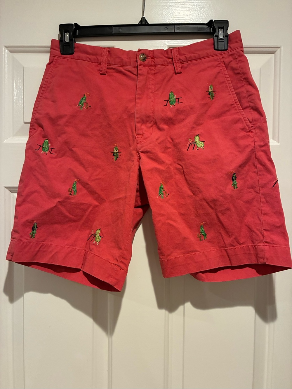 Men's Red Embroidered Cotton Shorts - Polo Ralph Lauren